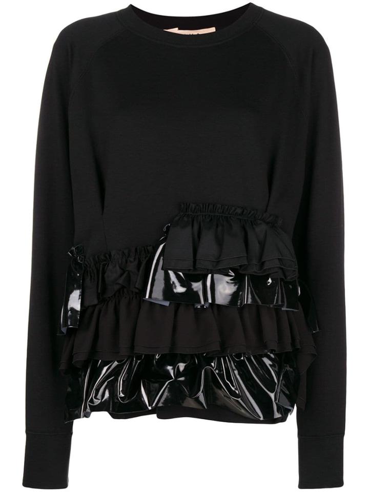 Gina Ruffle Trim Sweater - Black