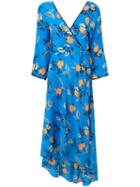 Diane Von Furstenberg - Floral Asymmetric Wrap Dress - Women - Silk - Xs, Blue, Silk