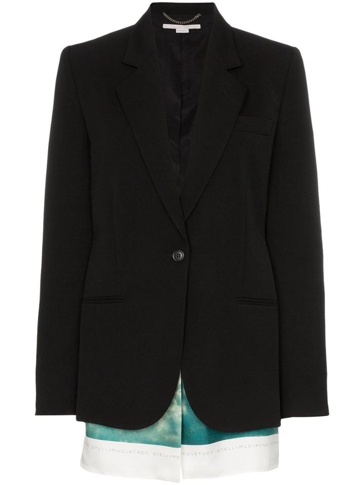 Stella Mccartney Slashed Wool Blazer With Printed Cotton-blend Scarf