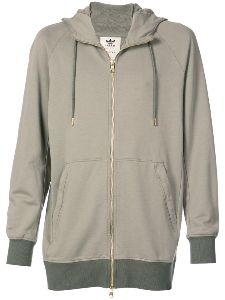 Adidas Oversized Longline Zip Front Hoodie - Green