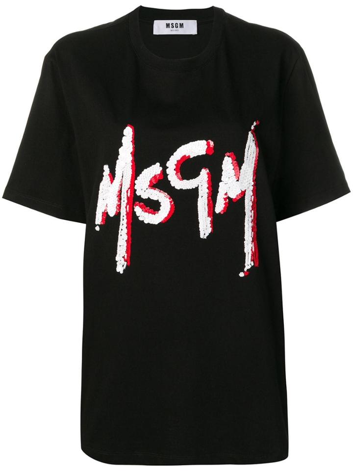 Msgm Oversized Logo T-shirt - Black
