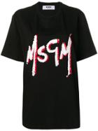 Msgm Oversized Logo T-shirt - Black