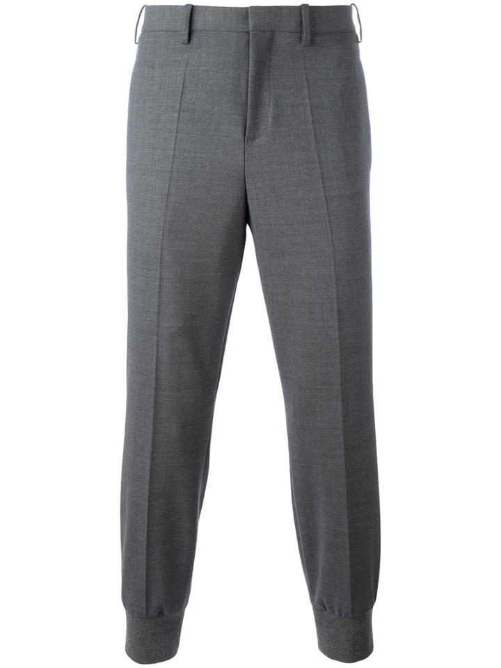 Neil Barrett Gathered Ankle Tailored Trousers, Men's, Size: 44, Grey, Cotton/viscose/polyester/virgin Wool