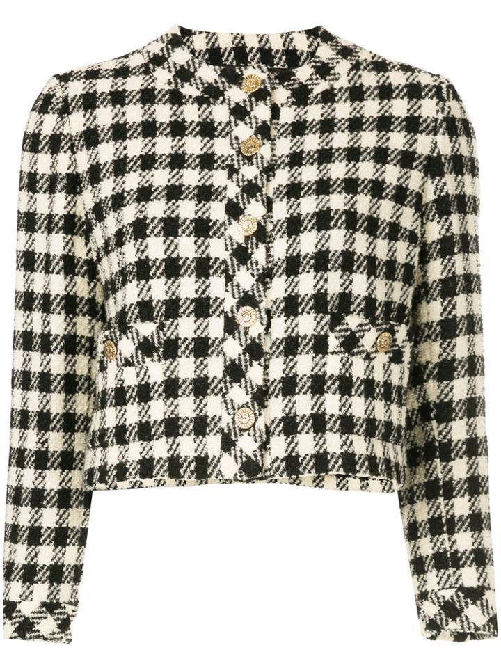 Chanel Vintage Check Cropped Jacket - Black