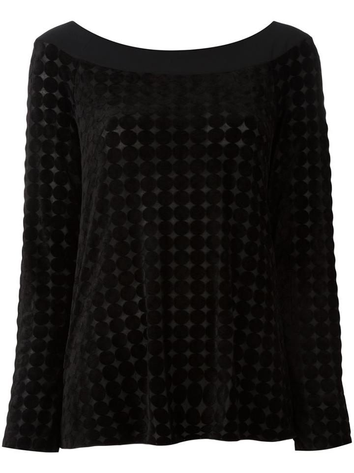 Armani Collezioni Velvet Circle Blouse, Women's, Size: 46, Black, Polyamide/spandex/elastane