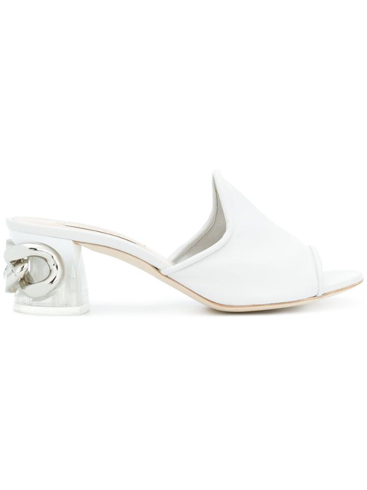 Casadei Chain Embellished Mules - White