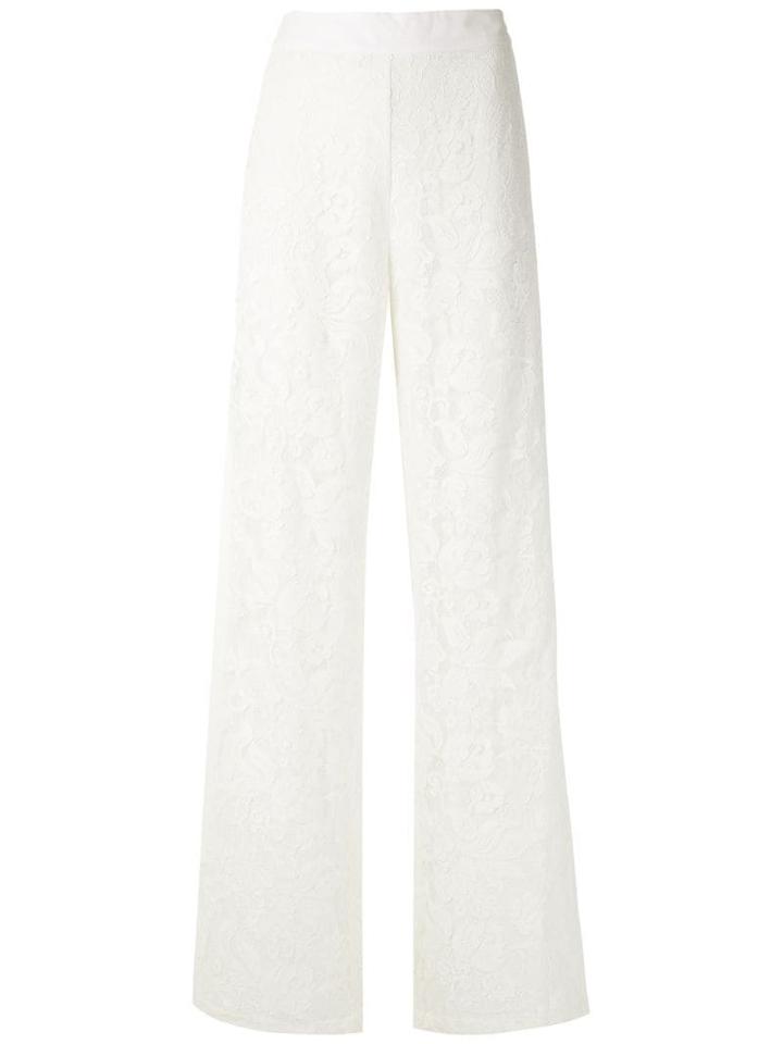 Martha Medeiros Patricia Lace Wide Leg Trousers - White