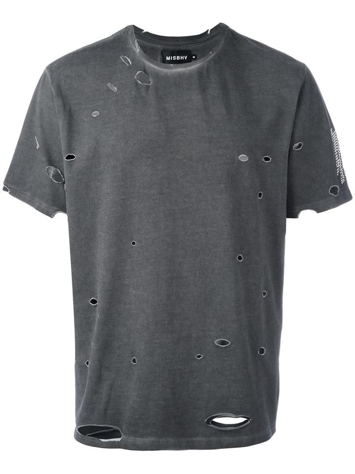 Misbhv 'sonic You' Embellished Distressed T-shirt, Men's, Size: Large, Grey, Cotton
