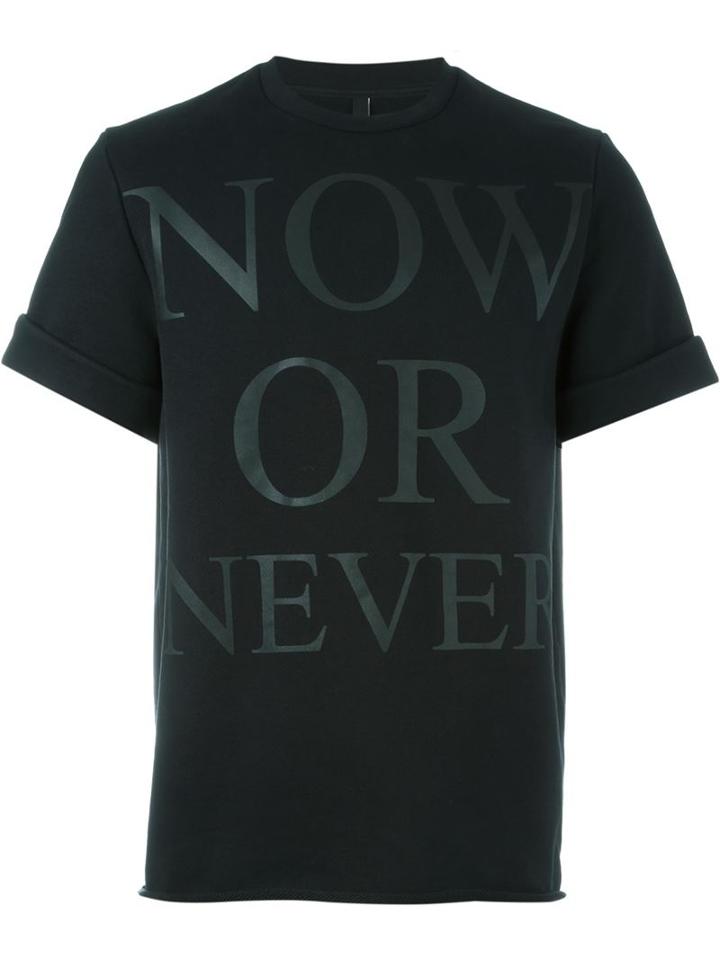 Neil Barrett Now Or Never T-shirt, Men's, Size: M, Black, Cotton