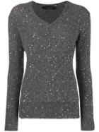 Fabiana Filippi Embellished Fitted Sweater - Grey