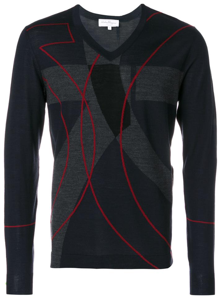 Salvatore Ferragamo Colour Block Pullover - Blue
