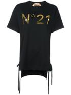 No21 Logo Print Boyfriend T-shirt, Women's, Size: 40, Black, Cotton
