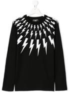 Neil Barrett Kids Teen Lightning Bolt Print Top - Black