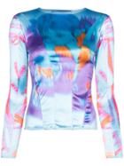 Chopova Lowena Girl Printed Satin Long-sleeved Top - Blue