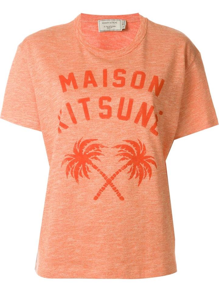 Maison Kitsuné Front Print T-shirt, Women's, Size: S, Yellow/orange, Cotton