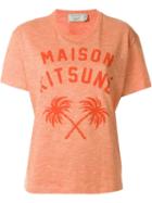 Maison Kitsuné Front Print T-shirt, Women's, Size: S, Yellow/orange, Cotton