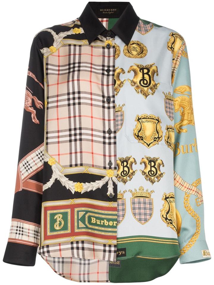 Burberry Burb Slk Sht Scrf Ptchwrk - Blue