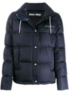 Miu Miu Detachable Hood Puffer Jacket - Blue