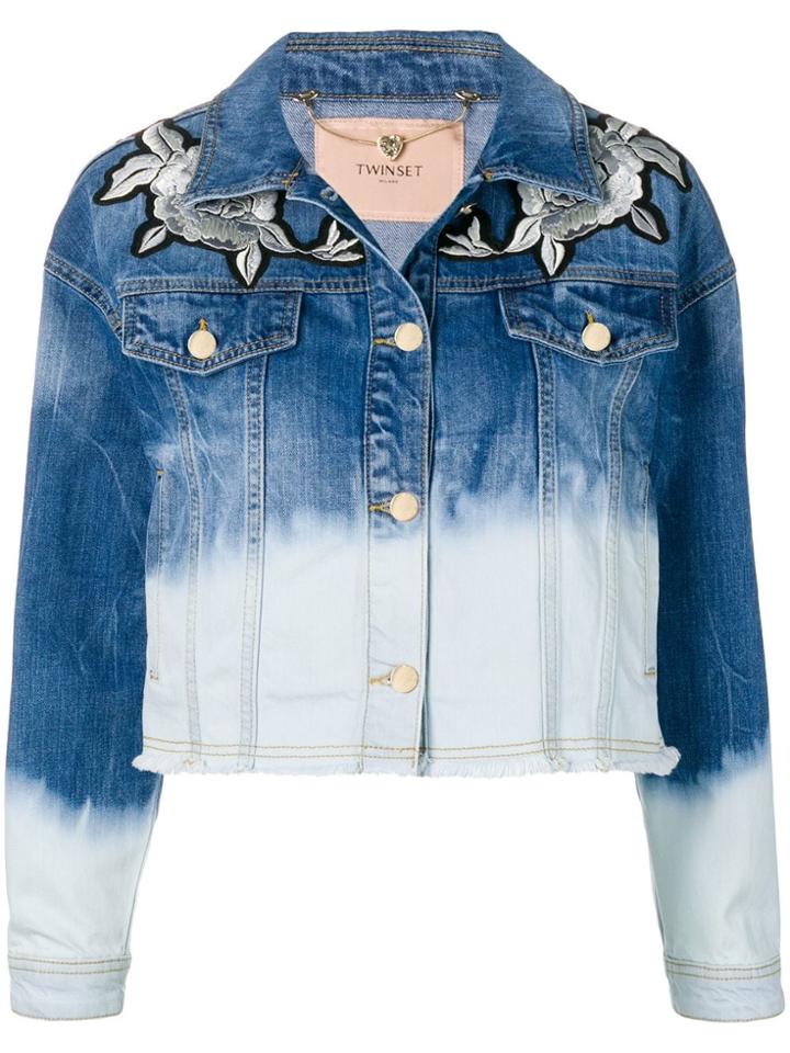 Twin-set Bleach Wash Denim Jacket - Blue