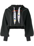 Reebok By Pyer Moss Cropped Slogan Hoodie - Black
