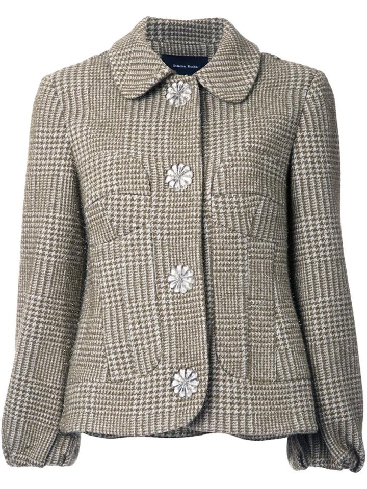 Simone Rocha Houndstooth Tweed Jacket - Green