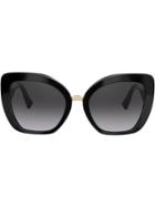 Valentino Eyewear Cat Eye Frames V Logo Sunglasses - Black