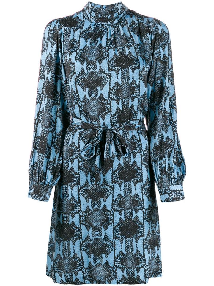 Essentiel Antwerp Snake Print Belted Waist Dress - Black