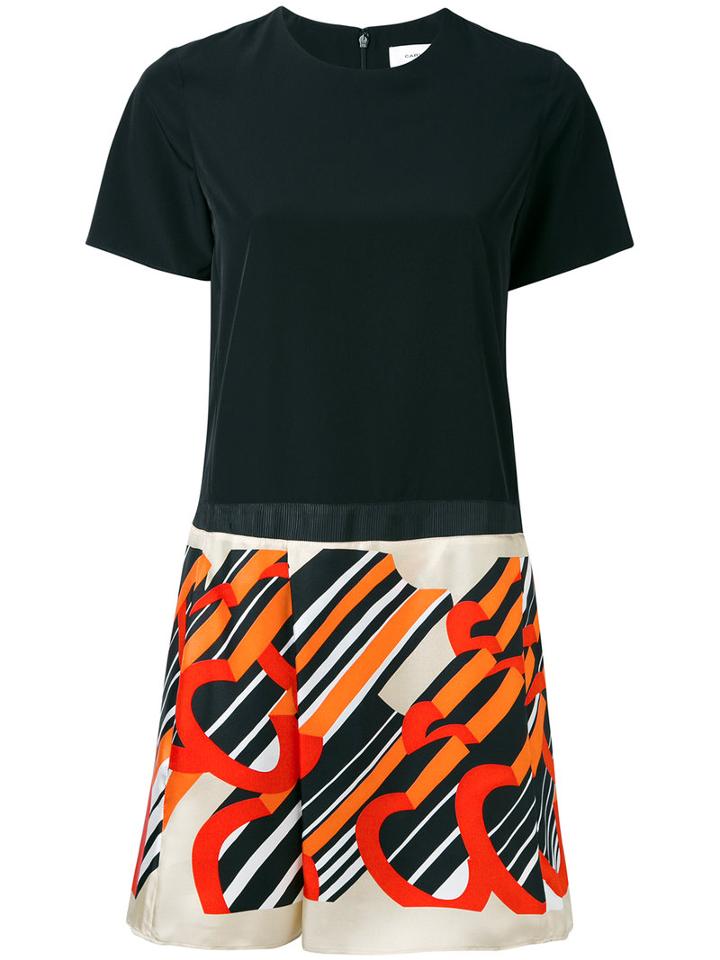 Carven - Printed Playsuit - Women - Silk/polyester - 38, Black, Silk/polyester