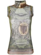 Jean Paul Gaultier Vintage Sheer Printed Top - Green