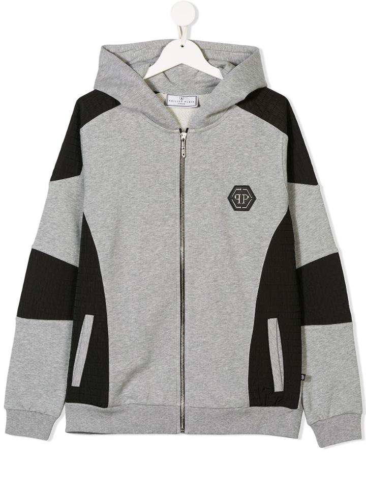 Philipp Plein Junior Teen Logo Patch Hoodie - Grey