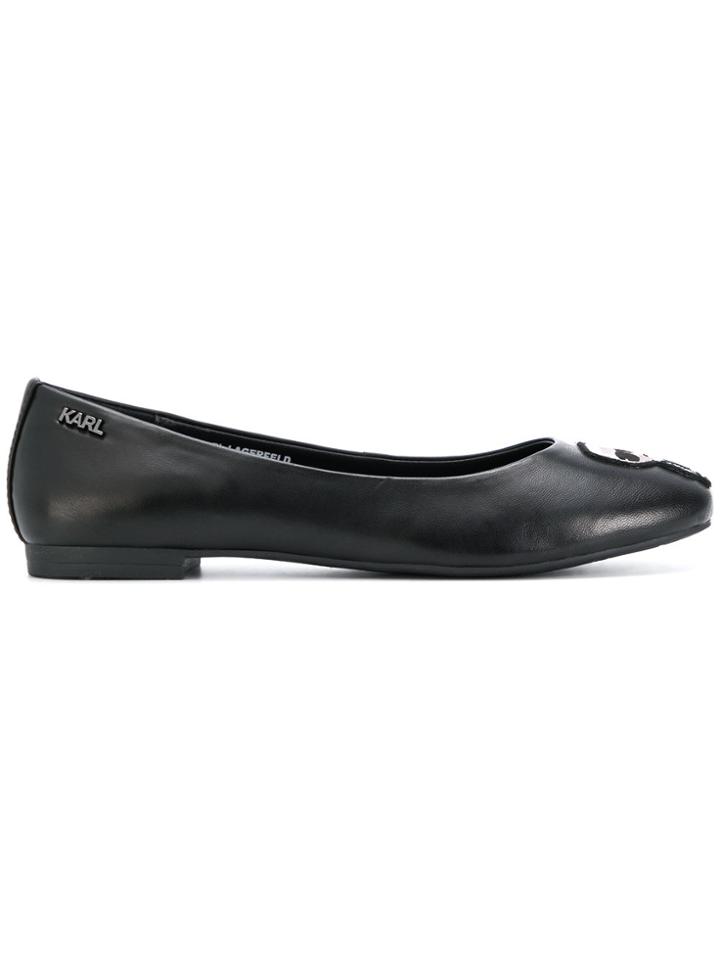Karl Lagerfeld Klara Ikonic Ballerina Shoes - Black