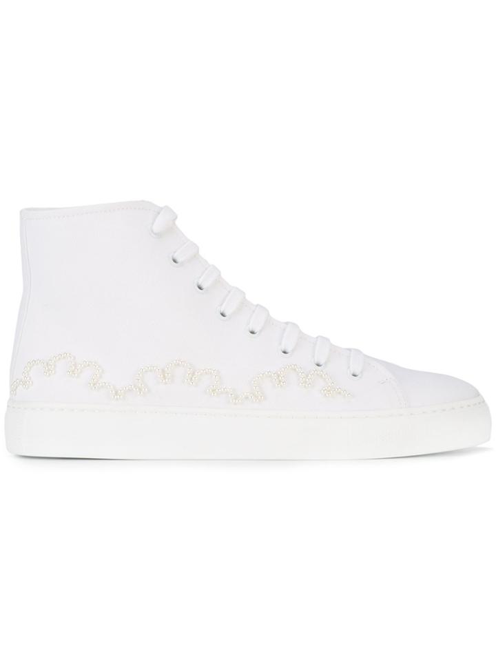 Simone Rocha Beaded Scalloped Hi Top Sneakers - White