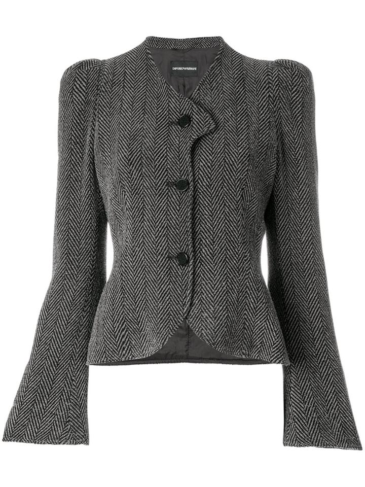 Giorgio Armani Vintage Herringbone Jacket - Black
