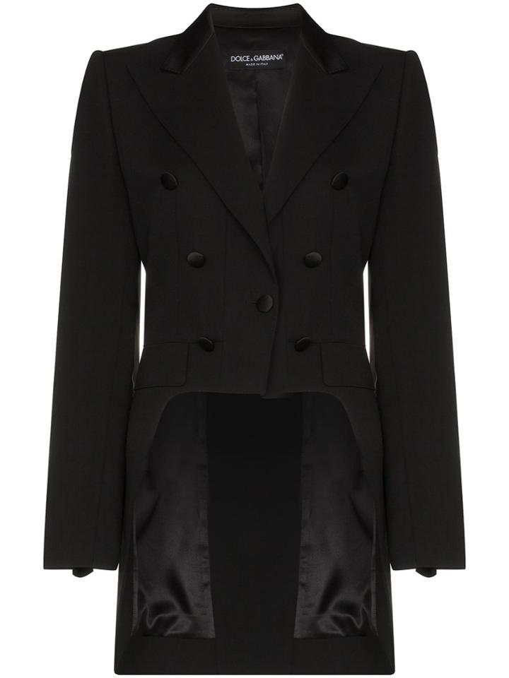 Dolce & Gabbana Button Embellished Tailcoat Blazer - Black