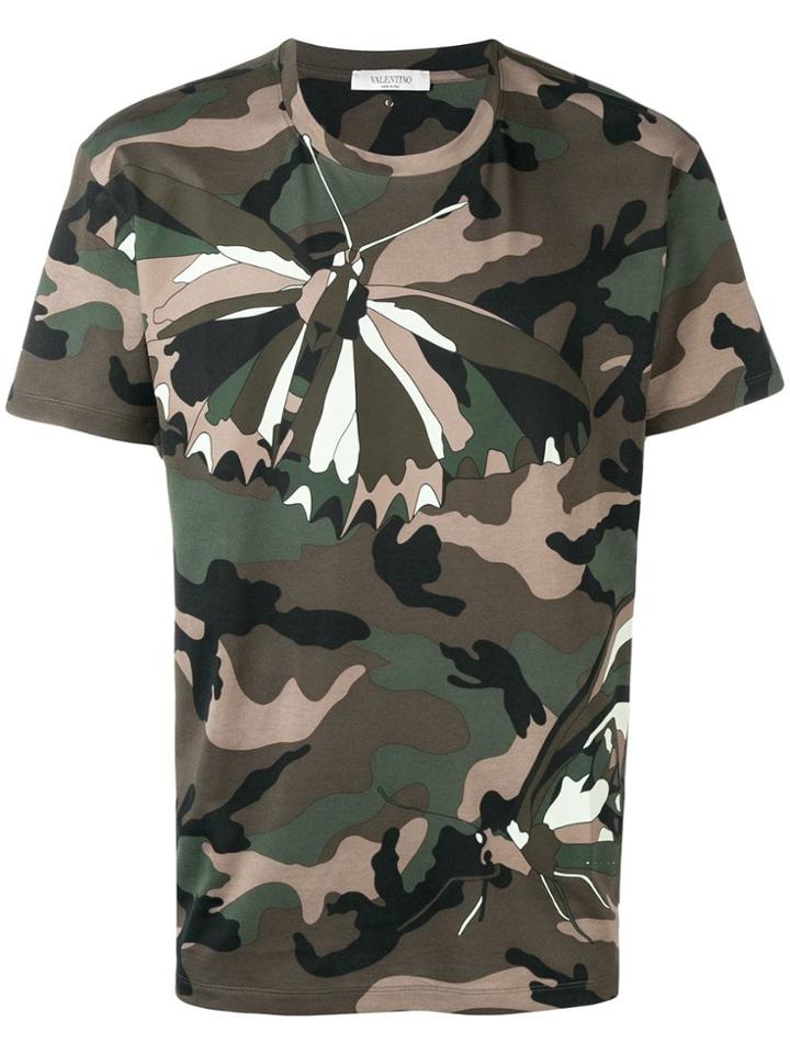 Valentino Moth Camouflage T-shirt - Green