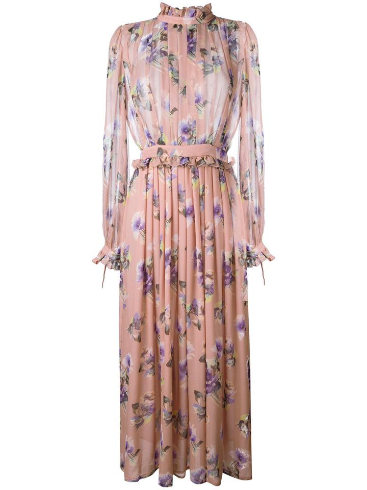 Msgm - Floral-print Dress - Women - Silk/polyester - 40, Pink/purple, Silk/polyester