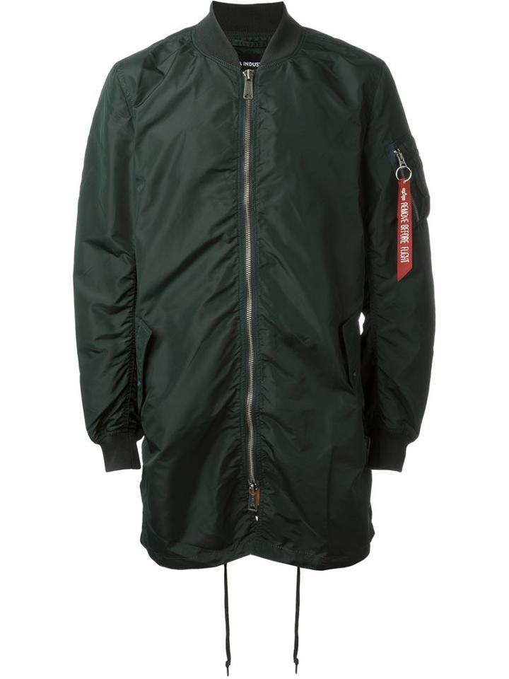 Alpha Industries Bomber Style Short Coat, Men's, Size: M, Green, Nylon