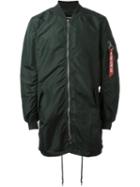 Alpha Industries Bomber Style Short Coat, Men's, Size: M, Green, Nylon