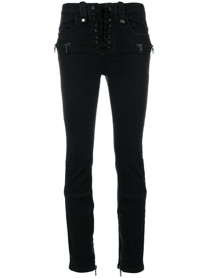Unravel Project - Lace Up Skinny Denim Jeans - Women - Cotton/polyester/spandex/elastane - 25, Black, Cotton/polyester/spandex/elastane