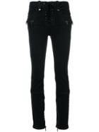 Unravel Project - Lace Up Skinny Denim Jeans - Women - Cotton/polyester/spandex/elastane - 25, Black, Cotton/polyester/spandex/elastane