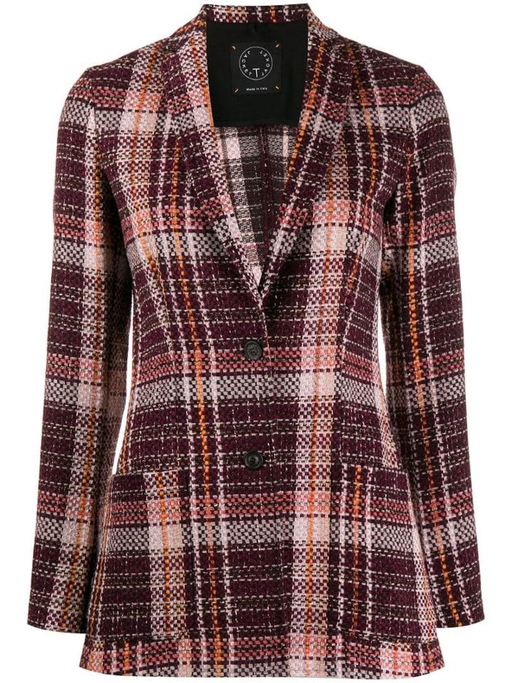 T Jacket Checked Blazer - Purple
