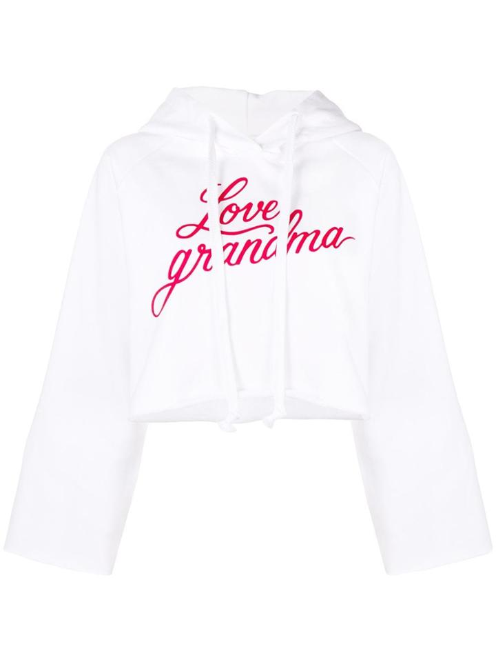 Neul Cropped Slogan Hoodie - White