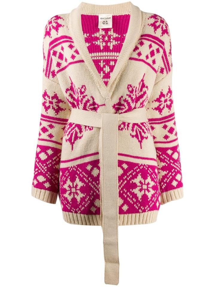 Semicouture Fair Isle Knit Cardigan - Neutrals