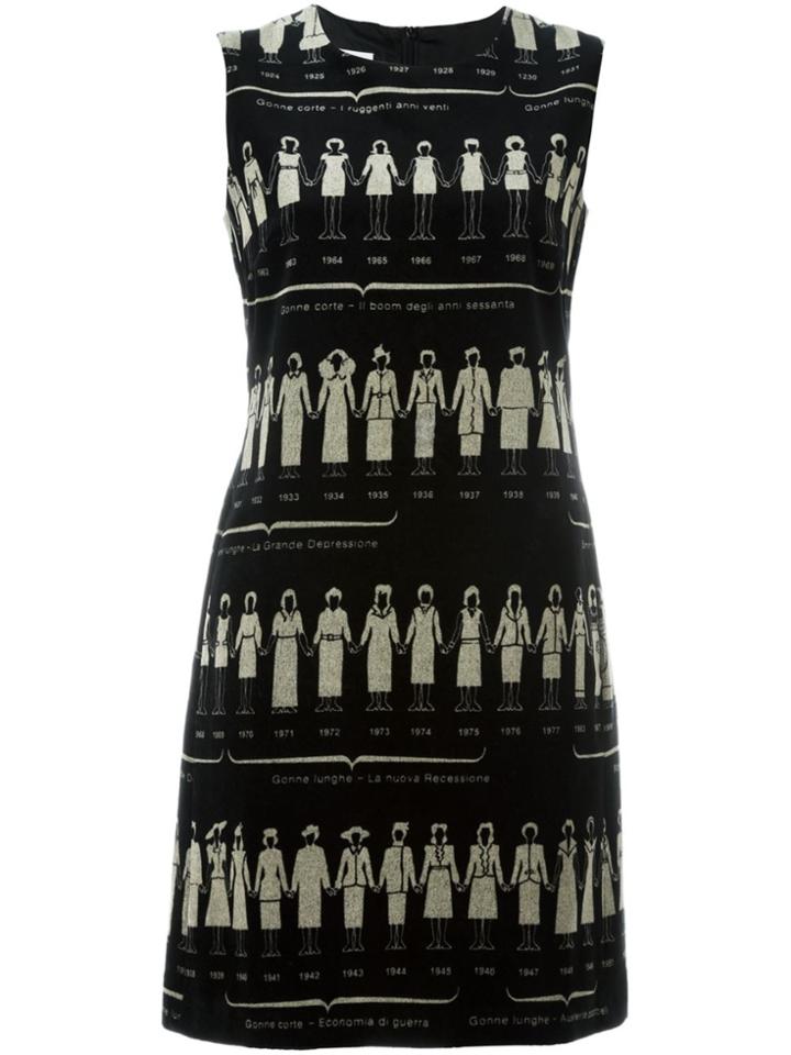 Moschino Vintage Velvet Print Dress - Black