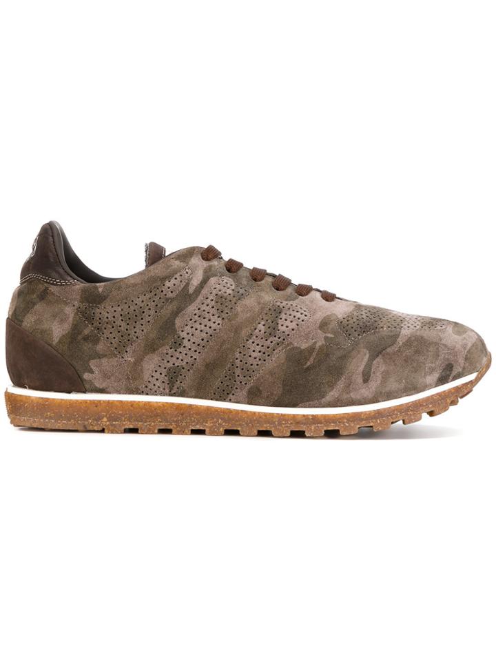 Alberto Fasciani Panelled Camouflage Sneakers - Green