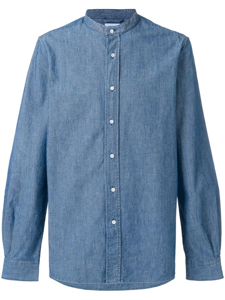 Aspesi Banded Collar Denim Shirt - Blue