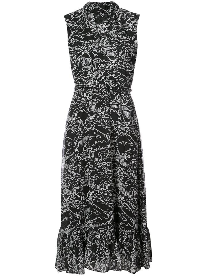 Derek Lam 10 Crosby Sleeveless Midi Dress With Ruffle Hem - Black