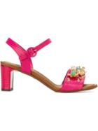 Dolce & Gabbana Embellished Sandals, Women's, Size: 37.5, Pink/purple, Leather/metal/stone/leather