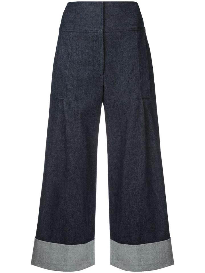 Carolina Herrera Cropped Wide Trousers - Blue