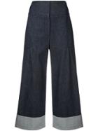 Carolina Herrera Cropped Wide Trousers - Blue
